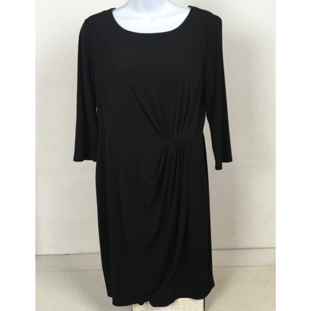 AB Studio Dress Women Size 8 Black Long Sleeves Round Neckline Back Zipper